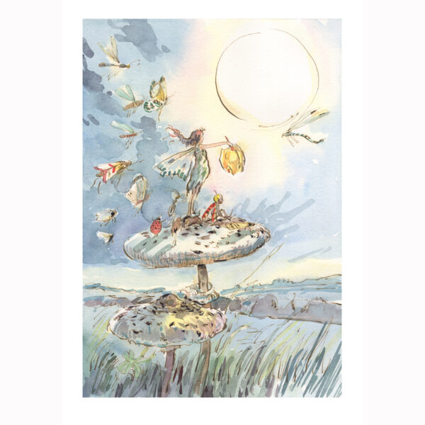 PRE-ORDER PRINT “Fairy on Toadstool in moonlight”