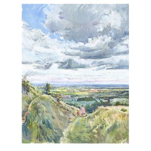 Print “Girl + teddy on hill walk”