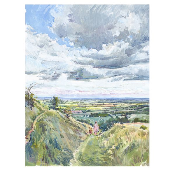 PRE-ORDER PRINT “Walking with Teddy (pink coat)