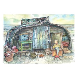 PRINT “Mermaid in Yellow cardigan at Net Hut”