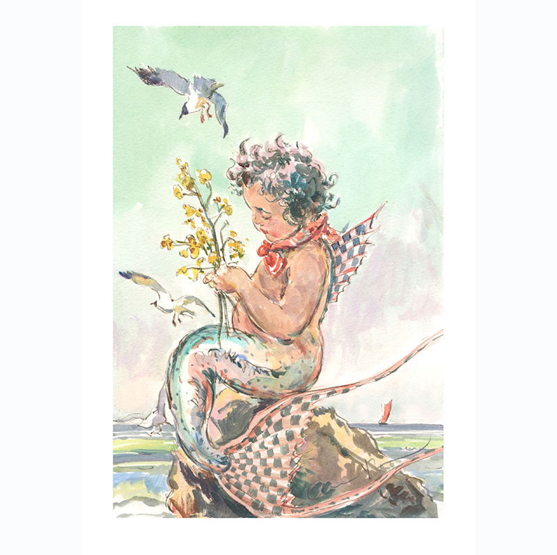 PRE-ORDER PRINT “Mermaid with Posey”