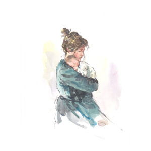 Original Watercolour “Mother And New Baby”