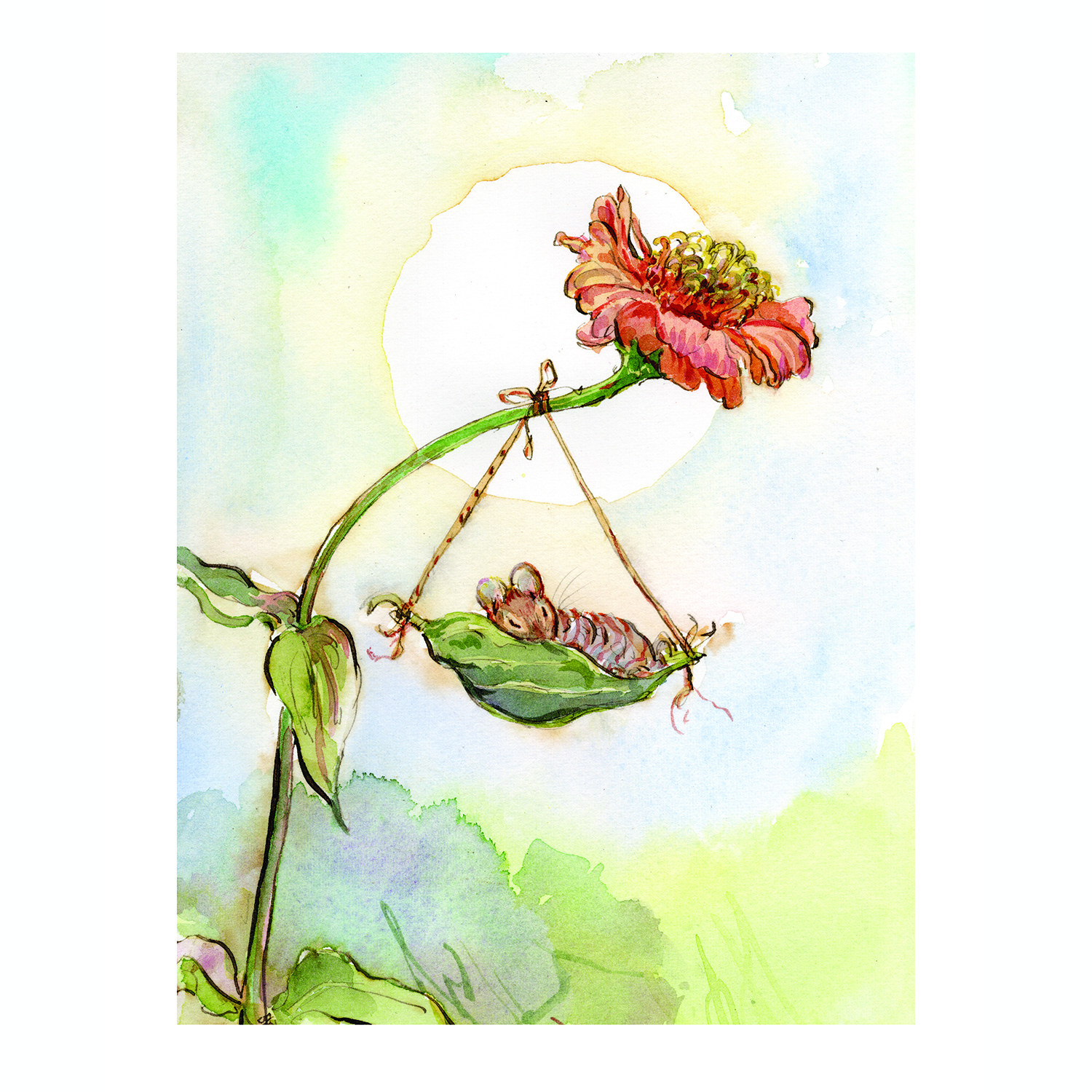 NEW PRE-ORDER PRINT “Sleeping Mouse on Zinnia Leaf”