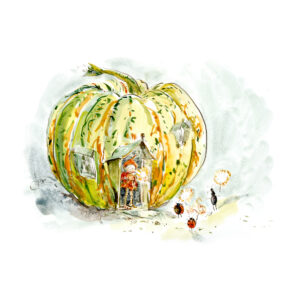 PRE-ORDER PRINT “Elves Pumpkin Home”