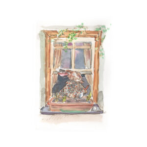 Original Watercolour “Rabbit at Spring Window”