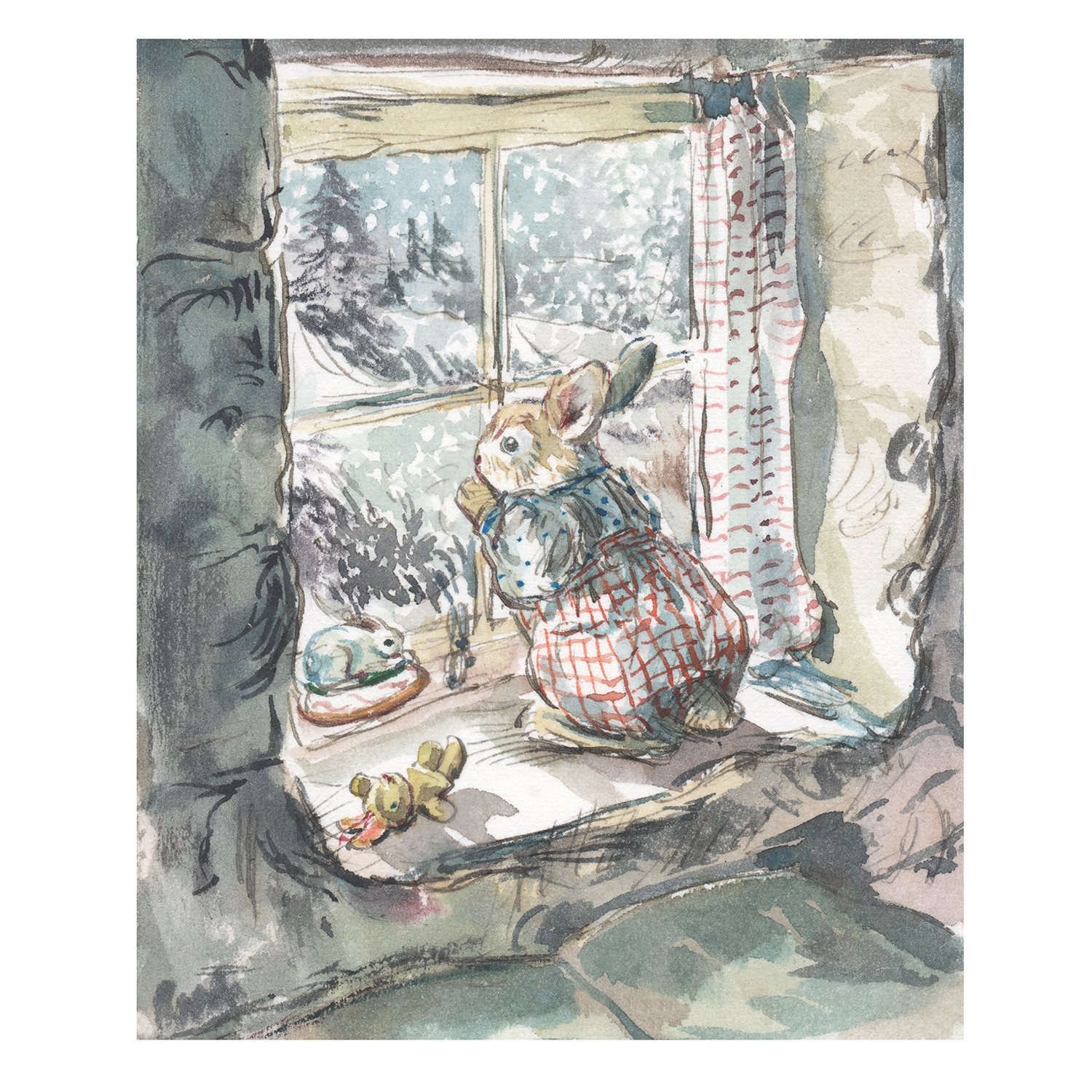 PRE-ORDER PRINT “Rabbit in snowy window”