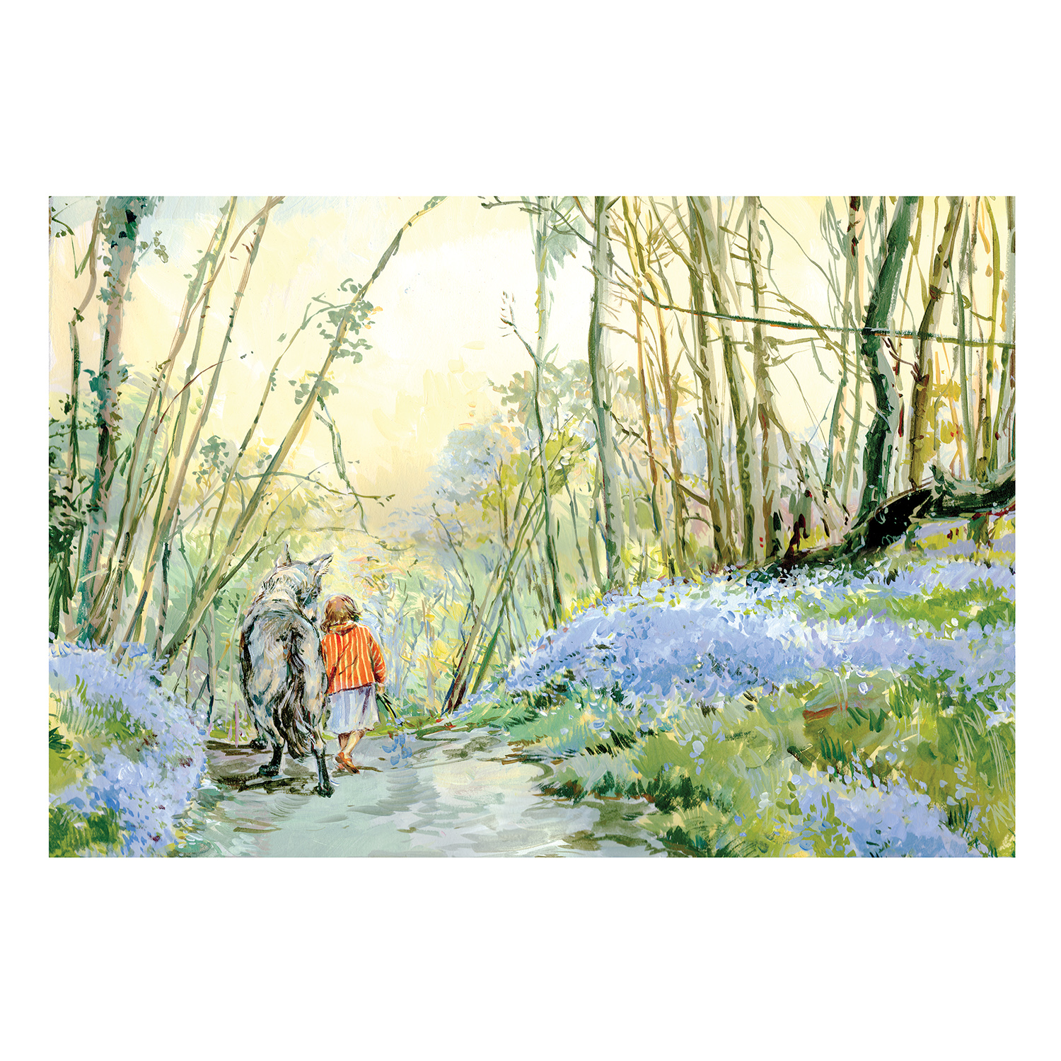 NEW PRE-ORDER PRINT “Girl and Wolf in bluebell wood”
