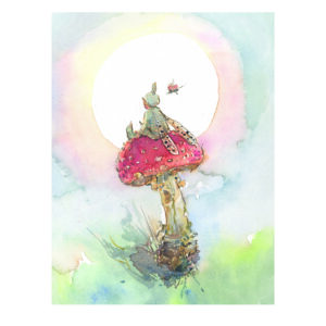 NEW PRE-ORDER PRINT “Moonlit Fairy on Red Toadstool”