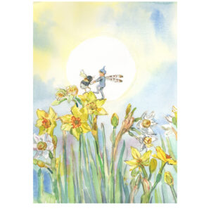 NEW PRE-ORDER PRINT “Spring dance on daffodils with bee and elf”