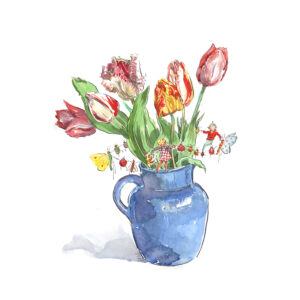 PRE-ORDER Print “Tulips and Fairy ring in Blue jug”
