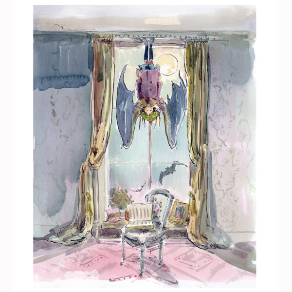 PRE-ORDER PRINT “Bat Girl hanging from window rail”