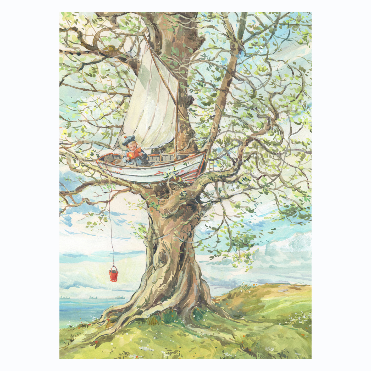 NEW PRE-ORDER PRINT “Boy Reading in Tree Boat”