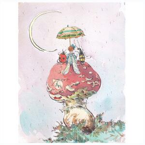 PRE-ORDER PRINT “Fairy with umbrella on Toadstool”