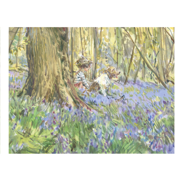 PRE-ORDER Print “Child and Dog in Bluebell Wood”