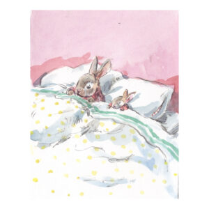 Original Watercolour “Rabbit and Baby in Bed”