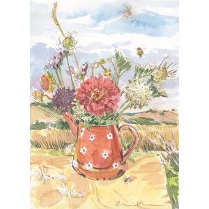 PRE-ORDER PRINT “Summer Flowers in Red Coffee Pot”